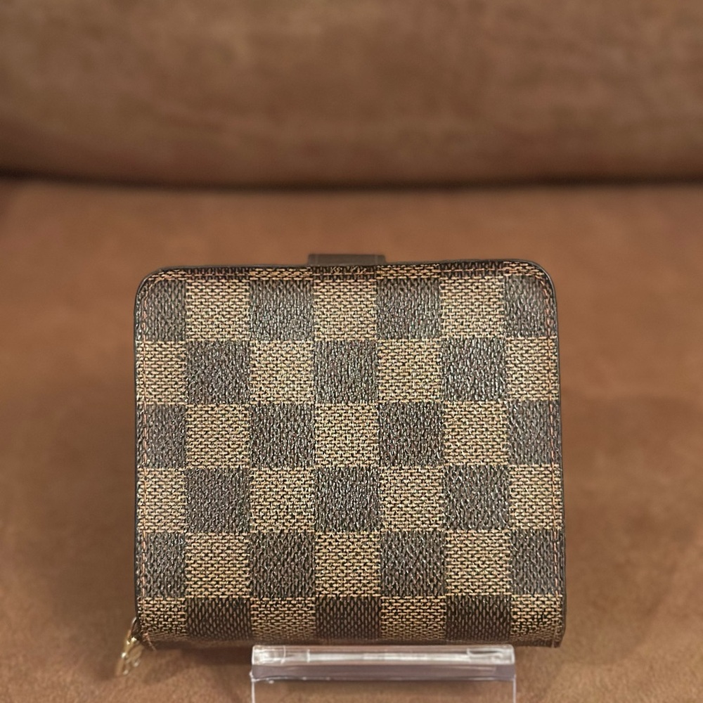 Louis Vuitton Damier Ebene Pattern Coated Canvas Compact Wallet - Picture 2 of 16